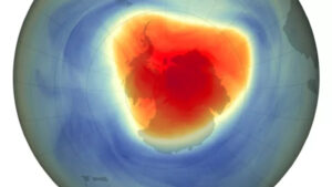 A NASA image shows an ozone hole that is three times the size of the U.S